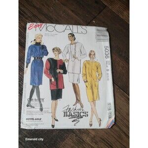 McCalls sewing pattern #5036 Vtg Uncut Size 8-10-12 One Piece or 2 Piece Dress